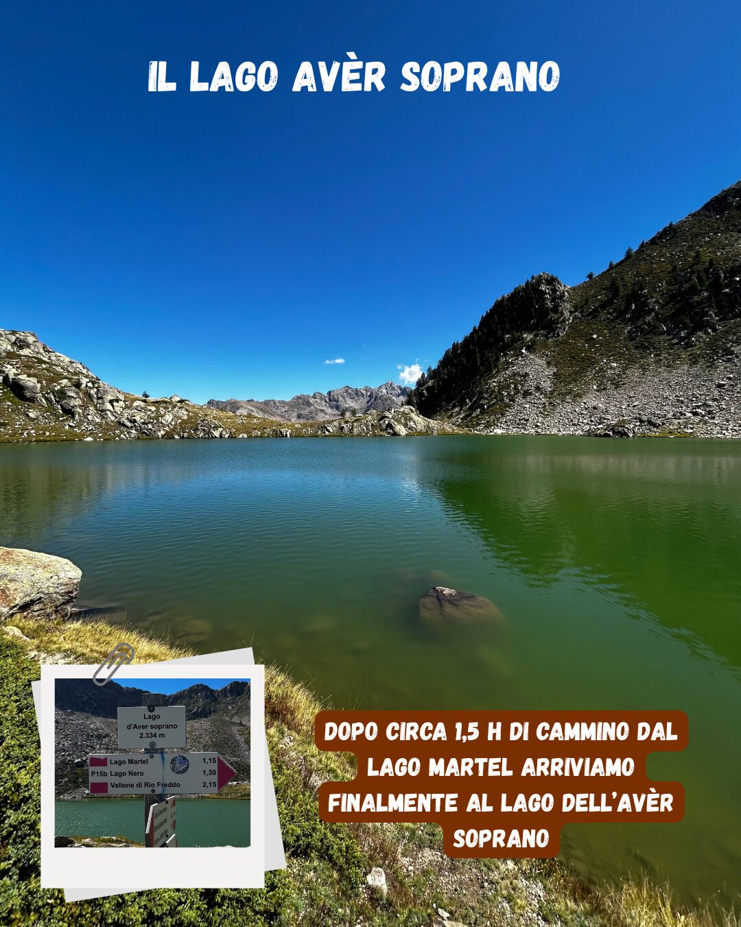 Il Lago dell'Avèr Soprano a 2334 m, quota più alta del Giro dei Laghi di Riofreddo